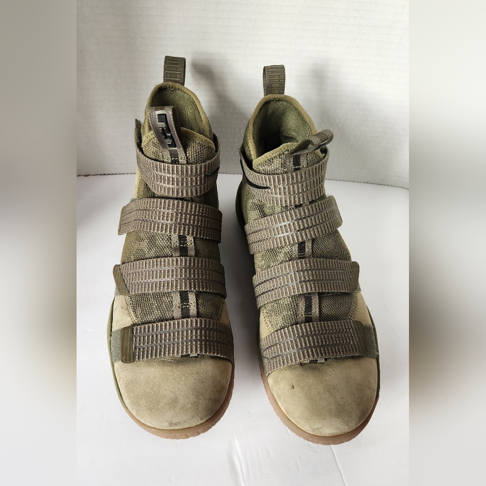 Nike Zoom Lebron Soldier Olive Green Strap Front Sneakers